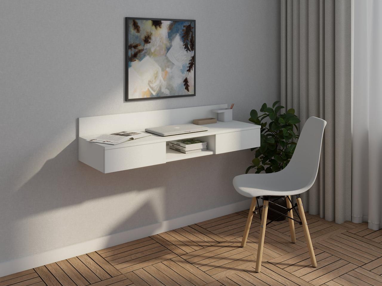 Комп'ютерний стіл навісний IdealMebel КС-26, стіл з висувними ящиками, навісний стіл, туалетний столик, фото 1