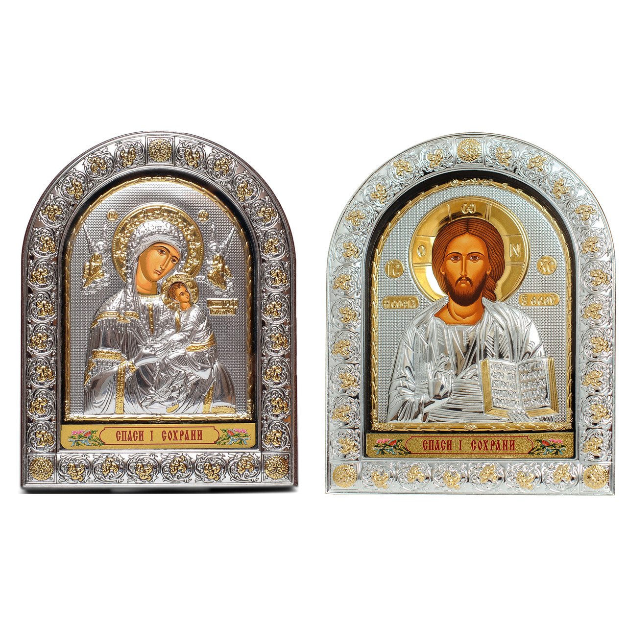Ікони на весілля Ісус Христос і Богородиця Неустанної Помочі 15,5x12см EPZ3-001-8AG-BR/P Вінчальні Ікони