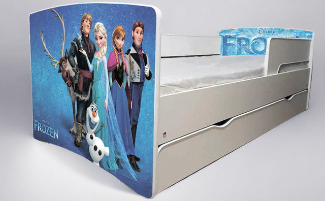 Ліжко для дівчинки Холодне Серце Frozen з шухлядою на ламелях, захисний бортик