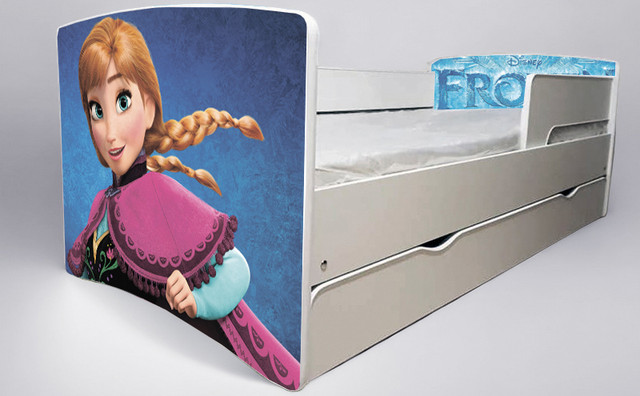 Ліжко для дівчинки Холодне Серце Frozen з шухлядою на ламелях, захисний бортик