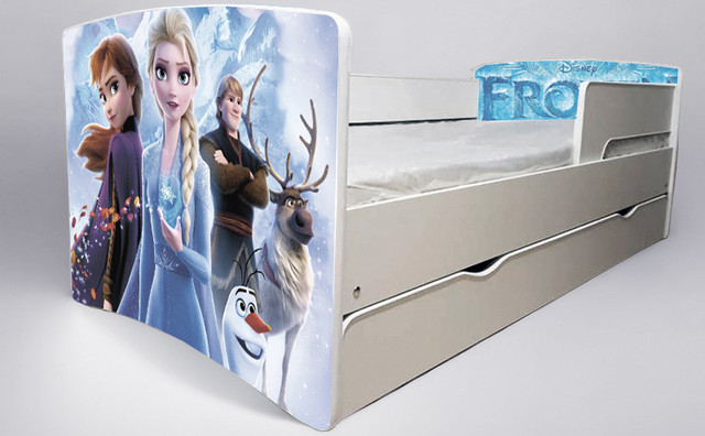 Ліжко для дівчинки Холодне Серце Frozen з шухлядою на ламелях, захисний бортик