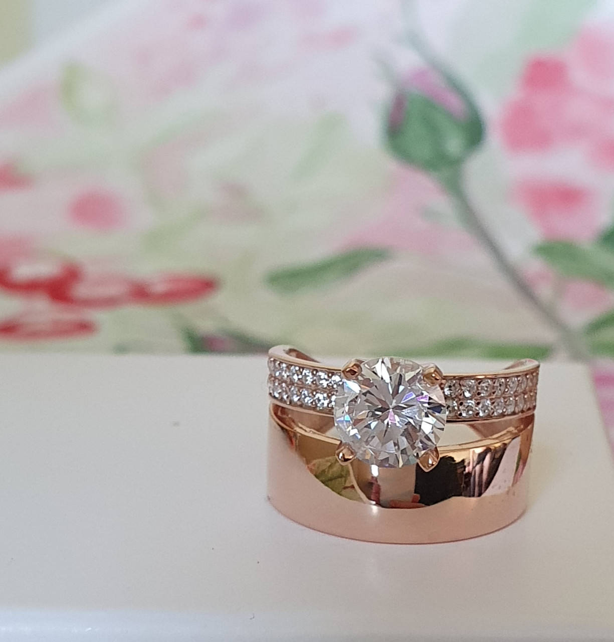 

Серебряное кольцо двойное с позолотой