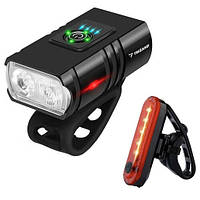 Велосипедна фара + задній ліхтар Trizand LED 1200 мАч Bicycle lamp 4T6 USB + rear light (23677)