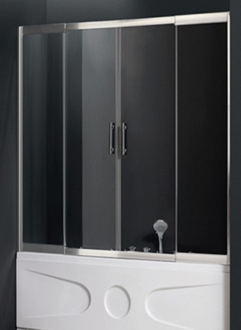 Штора для ванної скляна Atlantis PF 16 2 180х150 см розсувна хром прозоре скло 6 мм