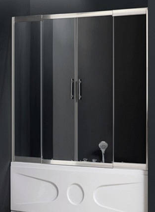 Штора для ванної скляна Atlantis PF 16 2 180х150 см розсувна хром прозоре скло 6 мм, фото 1