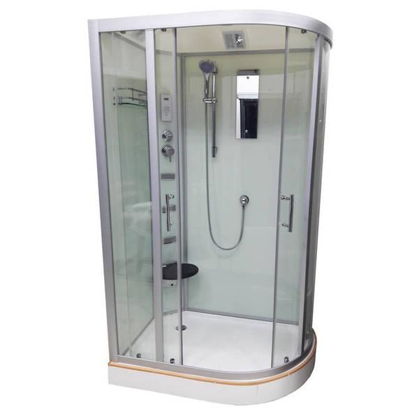 Душовий бокс Veronis BN 5 120 white L 120х80х220 см на низькому піддоні асиметричний прозоре скло