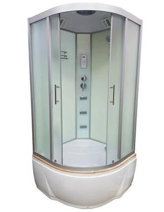 Душовий бокс VERONIS BV 5 100 XL 100х100х215 см на глибокому піддоні сатин матове скло розсувні двері, фото 1