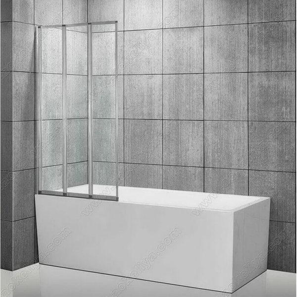 Штора для ванної скляна Atlantis PF 72 9 140х90 см складна хром прозоре скло 4 мм