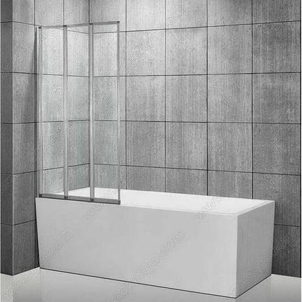 Штора для ванної скляна Atlantis PF 72 9 140х90 см складна хром прозоре скло 4 мм, фото 1