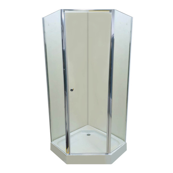 Душова кабіна Atlantis B 009 10 100х100х190 см без піддону багатогранна хром матове скло розпашні двері