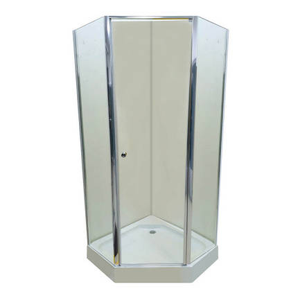 Душова кабіна Atlantis B 009 10 100х100х190 см без піддона багатогранна прозоре скло багатогранна розпашні двері, фото 1