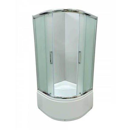Душова кабіна Artex HRT80 01 100х100х193 см на глибокому піддоні матове скло розсувні двері, фото 1