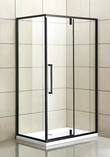 Душова кабіна Veronis KN 16 12 120х80х204 см на низькому піддоні чорна прозоре скло розпашні двері