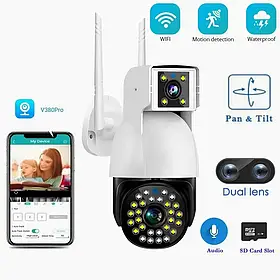 Бездротова Камера DUAL CAMERA P12 WIFI IP 360/90 V380PRO 3+3.0mp Поворотна Вулична з Датчиком Руху iC227