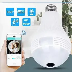 Панорамна стельова камера відеоспостереження лампочка CAMERA SMART IP CAD-B13 H302 2MP кругла iC227