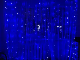 Xmas гірлянд (Штора) 3M*2M) 200 led B-9 Синій (Copper) на мідному дроті соед iC227