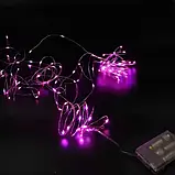 Xmas гірлянд 100 Led 10m на мідному дроті (Крапля роси) Рожева працює від батарейок + USB (200) SV227, фото 3