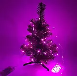 Xmas гірлянд 100 Led 10m на мідному дроті (Крапля роси) Рожева працює від батарейок + USB (200) SV227, фото 4