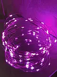 Xmas гірлянд 100 Led 10m на мідному дроті (Крапля роси) Рожева працює від батарейок + USB (200) SV227, фото 5