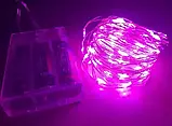 Xmas гірлянд 100 Led 10m на мідному дроті (Крапля роси) Рожева працює від батарейок + USB (200) SV227, фото 7