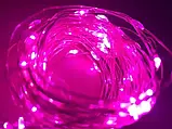 Xmas гірлянд 100 Led 10m на мідному дроті (Крапля роси) Рожева працює від батарейок + USB (200) SV227, фото 8