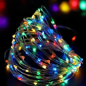 Xmas гірлянд 50 Led 5M (Copper) на мідному дроті (Крапля роси) M MULTI працює від батарейок+USB Мультиколір iC227