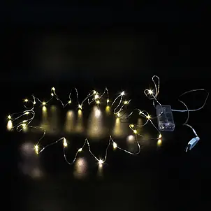 Xmas гірлянда 50 Led 5M на мідному дроті (Крапля роси) WW WARM працює від батарейок + USB Теплий білий YU227, фото 2