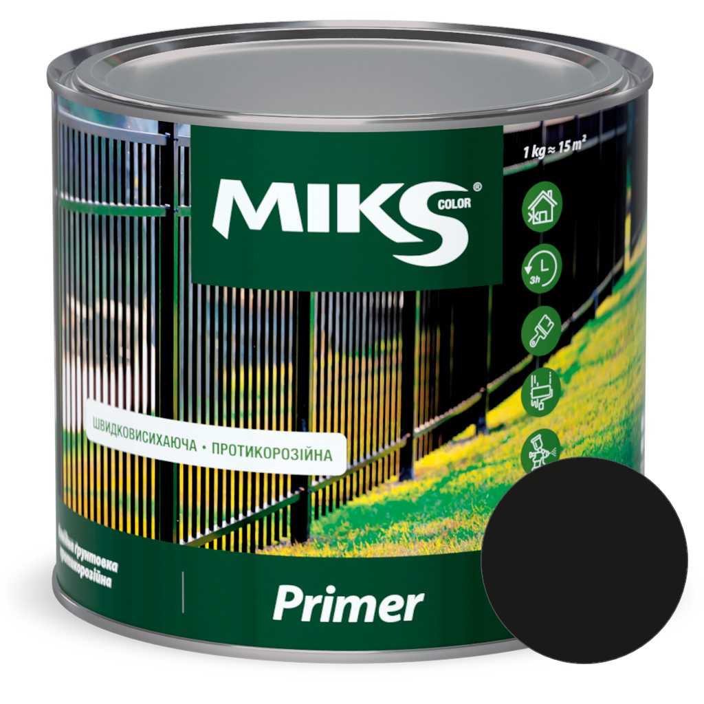 Miks грунт по металу антикорозійний, чорний, 0,9кг
