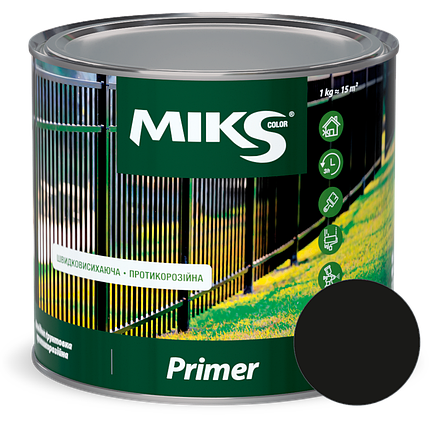 Miks грунт по металу антикорозійний, чорний, 0,9кг, фото 1