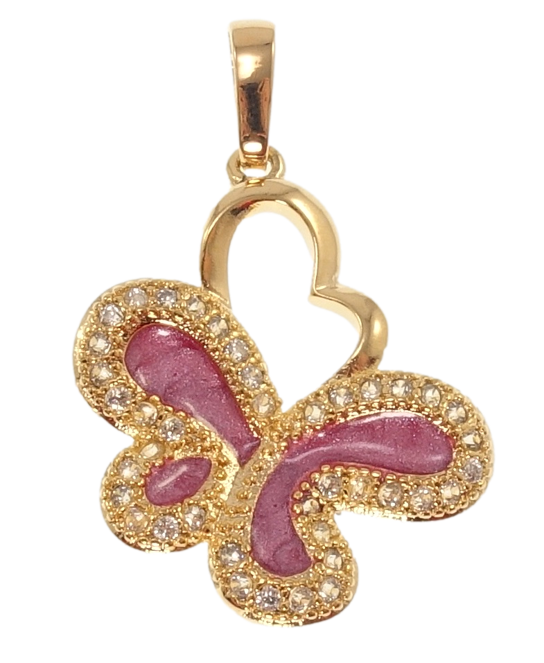 Кулон Xuping Позолота 18K "Метелик з емаллю та цирконієм" для ланцюжка до 6мм