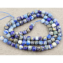 Намистини Лазурит кубик натуральний гранований 4мм