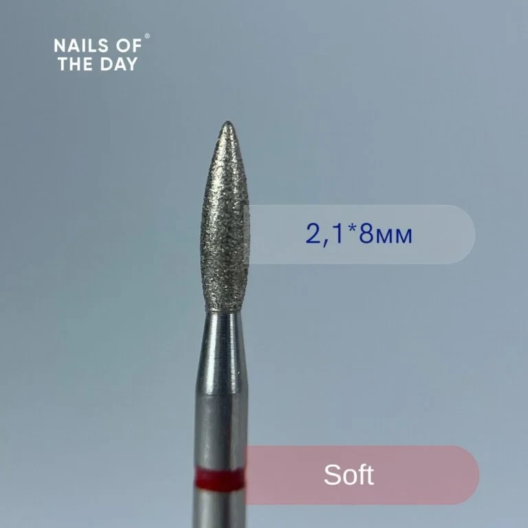 Фреза алмазна полум'я червона Nailsoftheday, 2,1*8 мм (тупий носик), фото 1