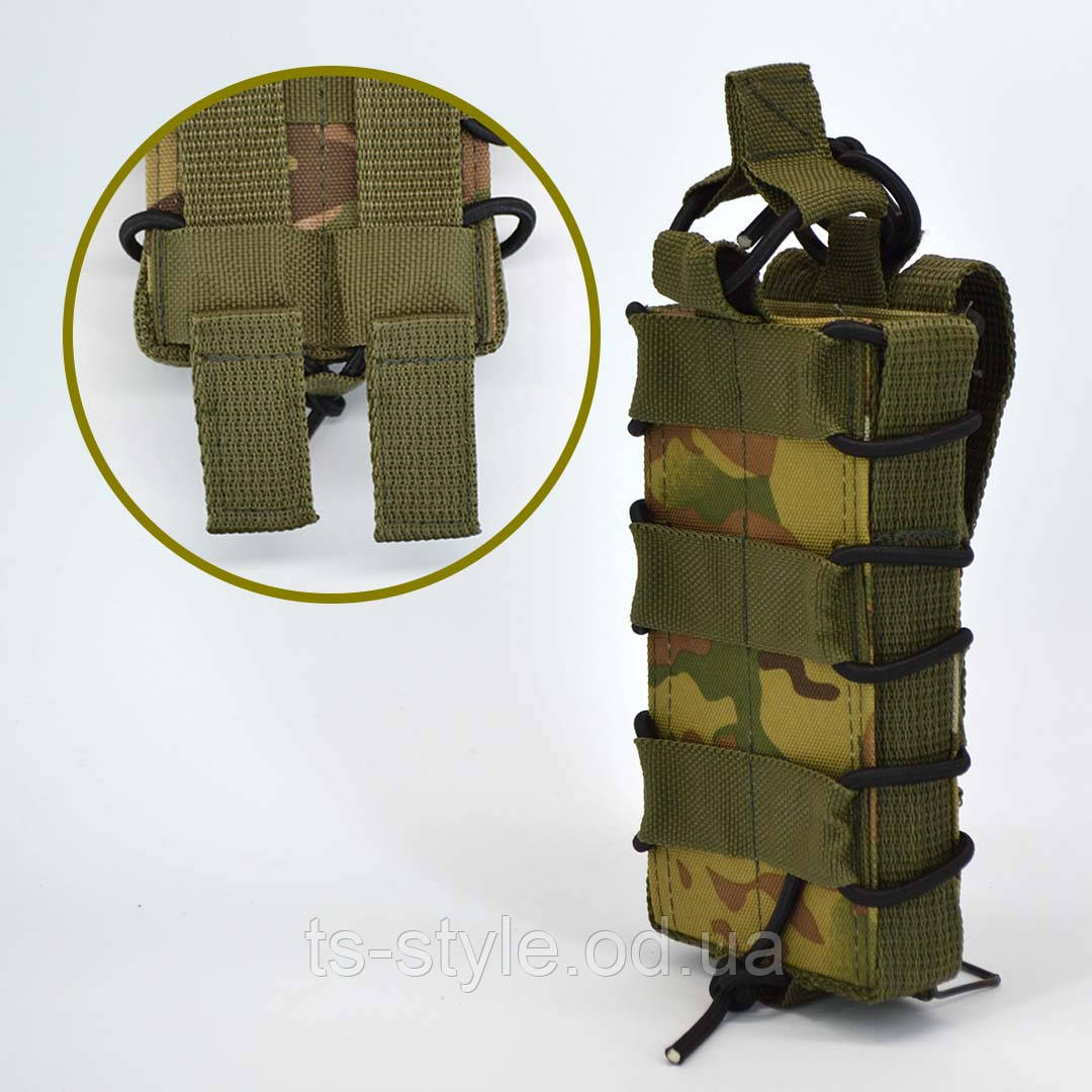 Штурмовий підсумок під магазин універсальний одинарний стропа в камуфляжі Мультікам, фото 1