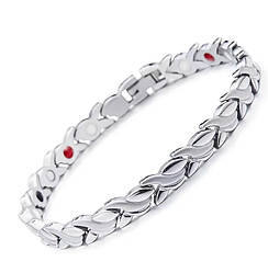 Магнітний браслет жіночий Лілія полірування — (силвер) мед сталь