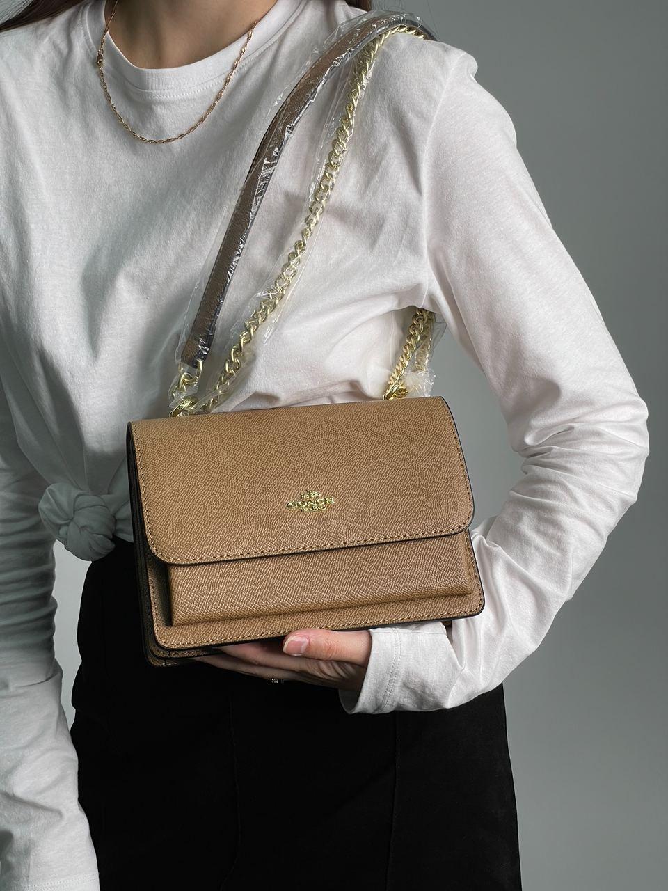 Жіноча сумка Коуч коричнева Coach Brown Mini Klare Crossbody in Signature