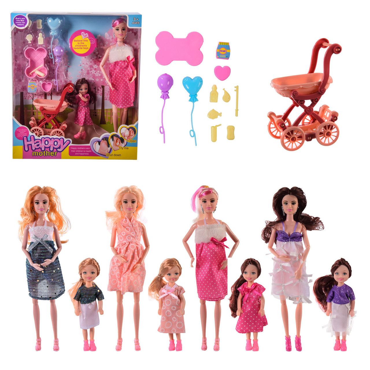 Лялька PX218-A типу Барбі 4 види з коляскою та аксесуарами, фото 1