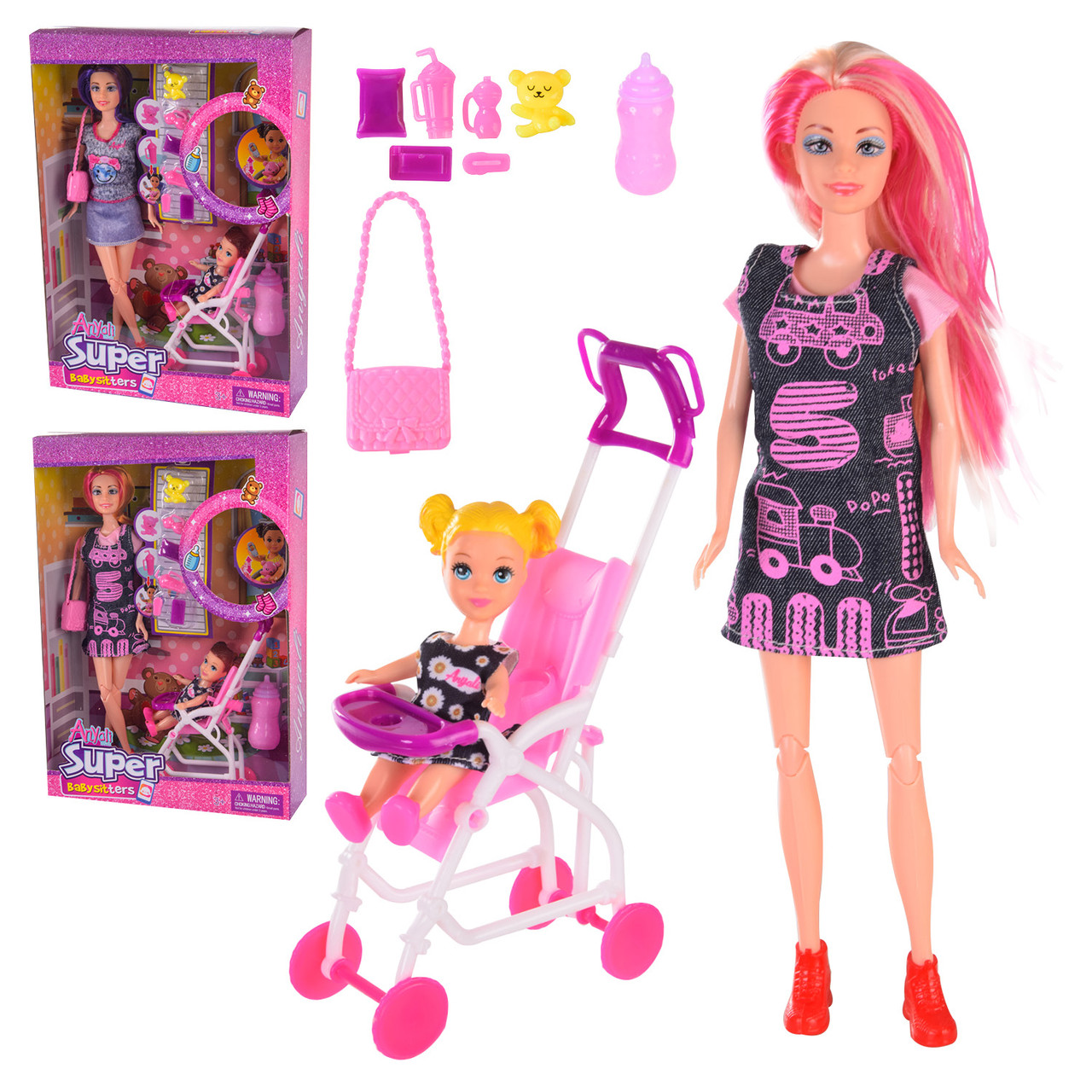 Лялька 120-3 типу Барбі з коляскою та аксесуарами 2 види, фото 1