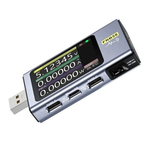 USB тестер Fnirsi FNB 58 IPS дисплей  4-28V  0–7А Bluetooth