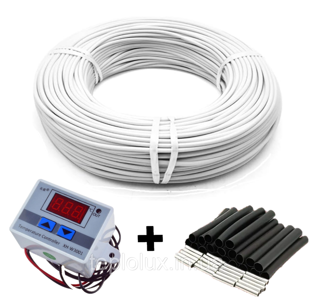 6м2. Комплект карбоновий кабель 33 ом/м 12К (60 метрів) з терморегулятором XH-W3001