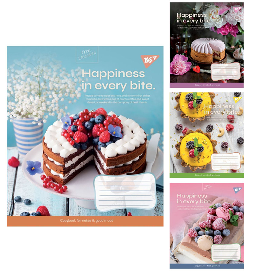Зошит, 36 аркушів, лінія, "Desserts", YES, Арт.54950