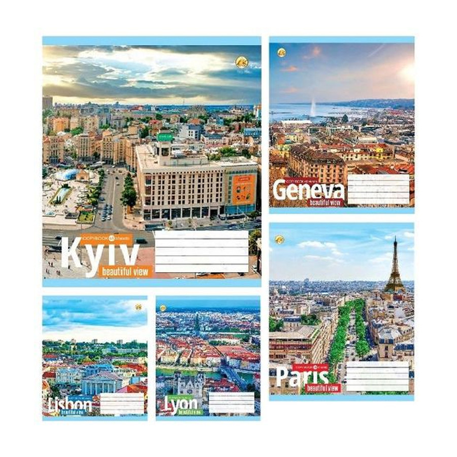 Зошит, 48 аркушів, лінія, "Міста", Тетрада, Арт.54944