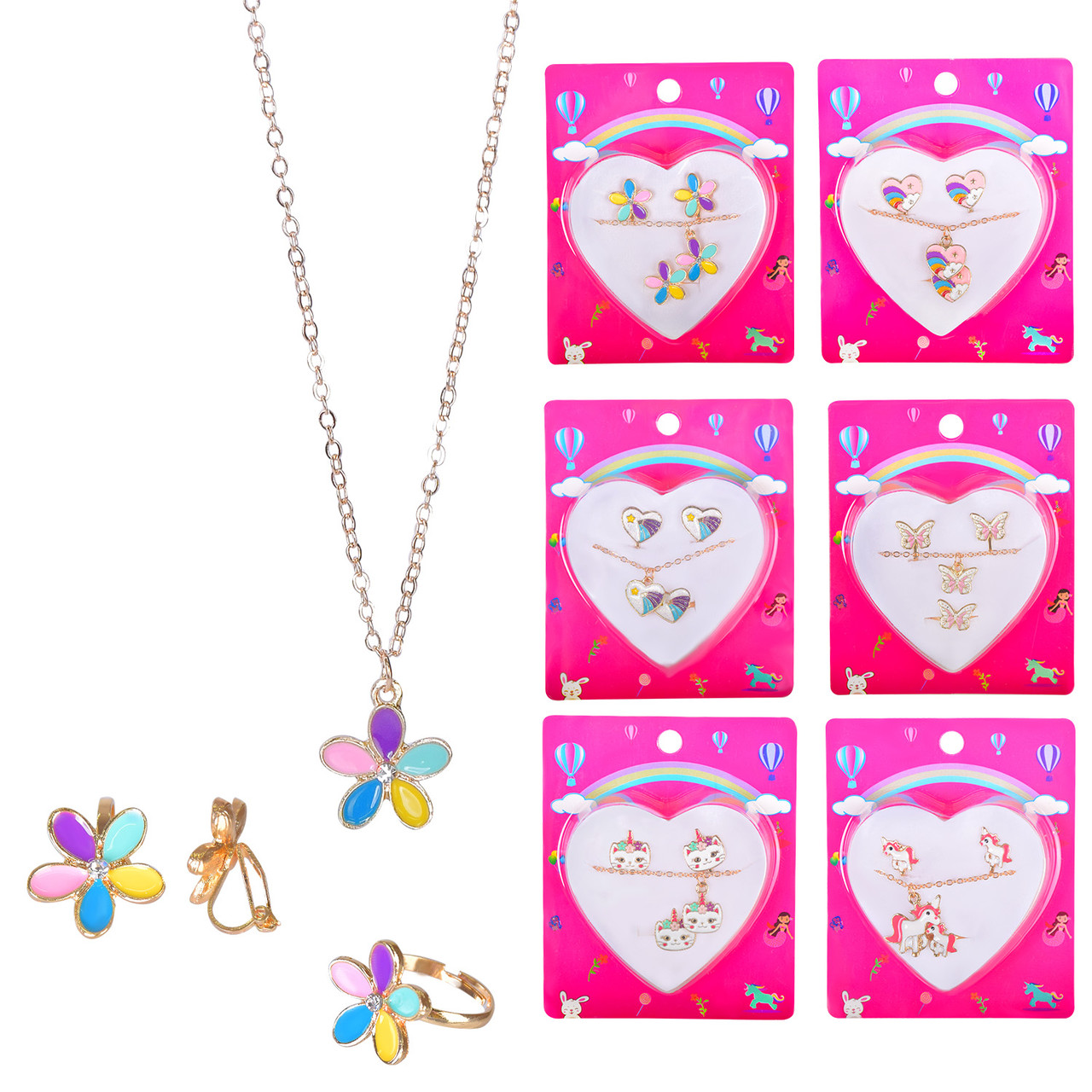 Біжутерія B4319 у серці 3в1 сережки кільце намисто мікс, фото 1