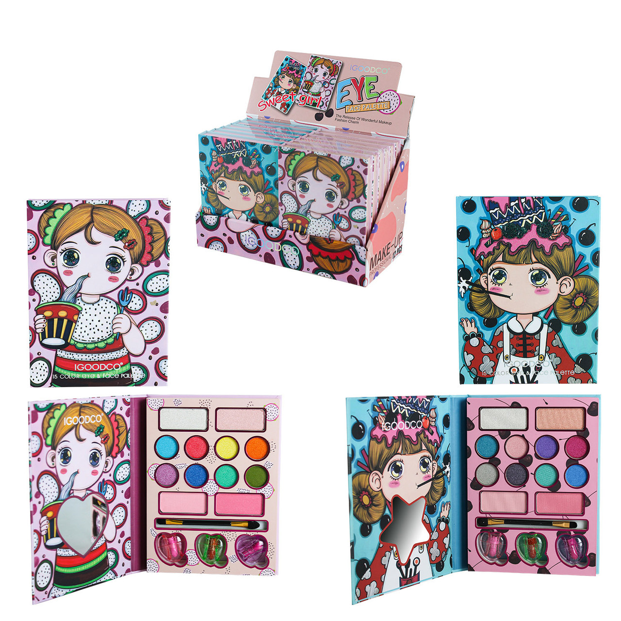 Косметика для дівчинки LK5129 палетка тіней помада пензлик 16 шт. у дисплеї, фото 1