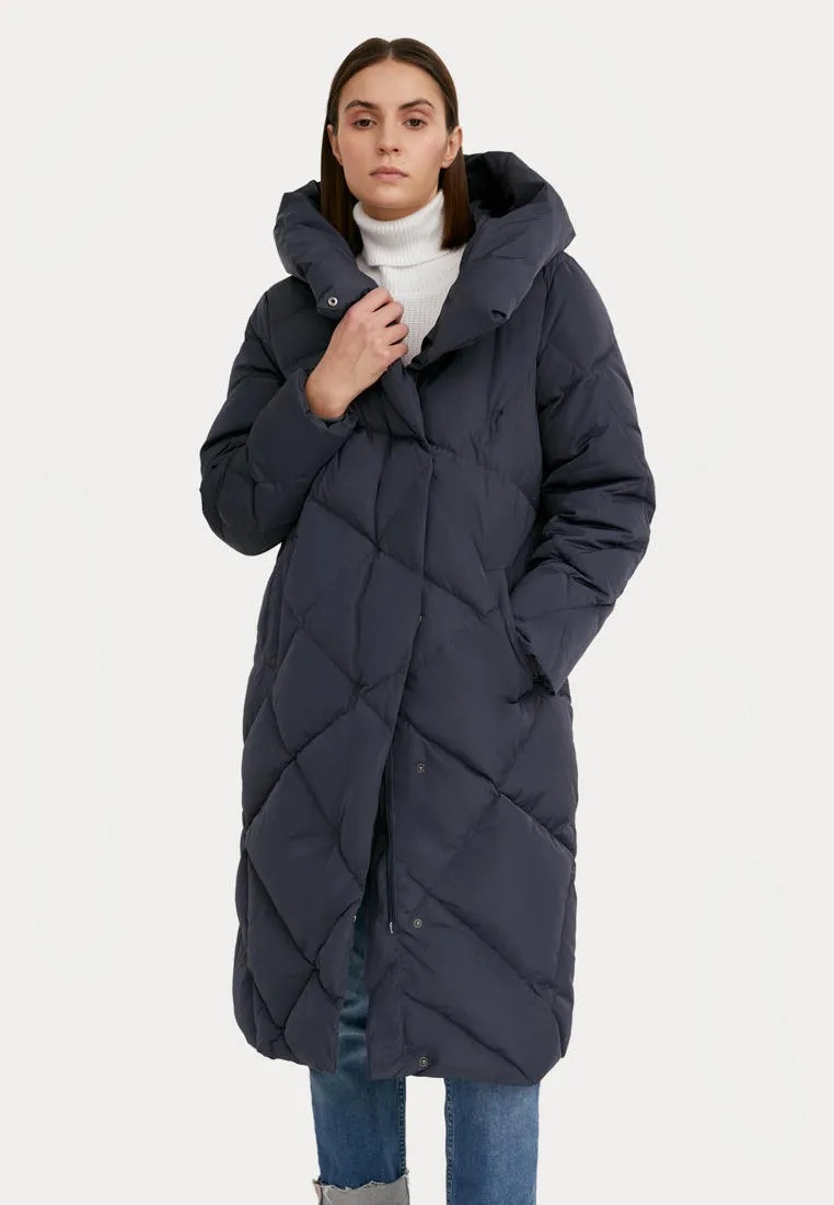 Довгий жіночий пуховик Finn Flare FWB110142-101 темно-синій S, фото 1