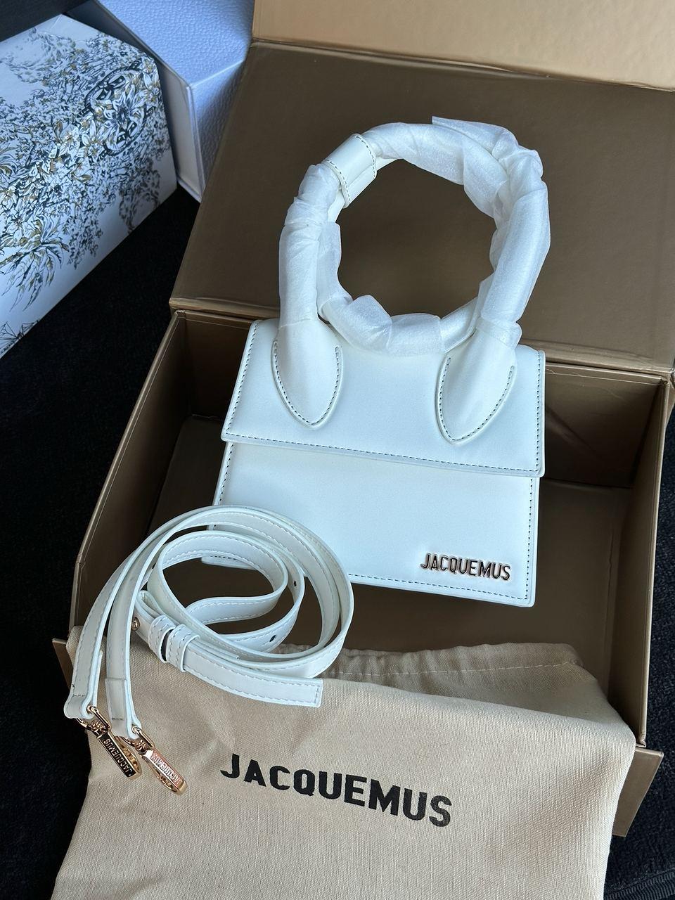 Жіноча сумка Жакмюс біла Jacquemus White Le Chiquito Noeud Bag
