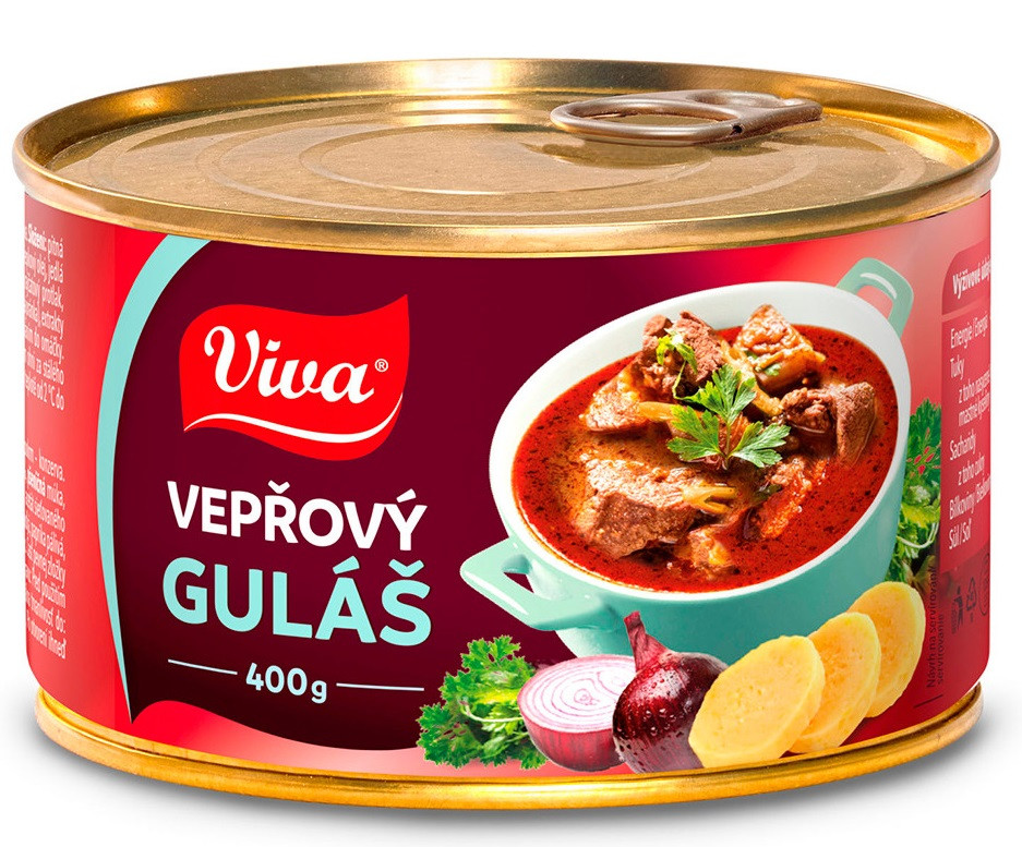 Консерви М'ясні Свинячий Гуляш Veprovy Gulas Viva 400 г Чехія, фото 1