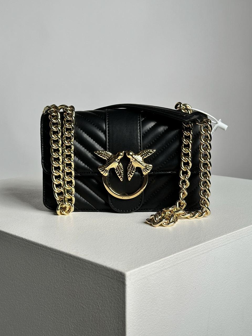 Жіноча сумка Пінко чорна Pinko Black Classic Mini Love Bag One Chevron