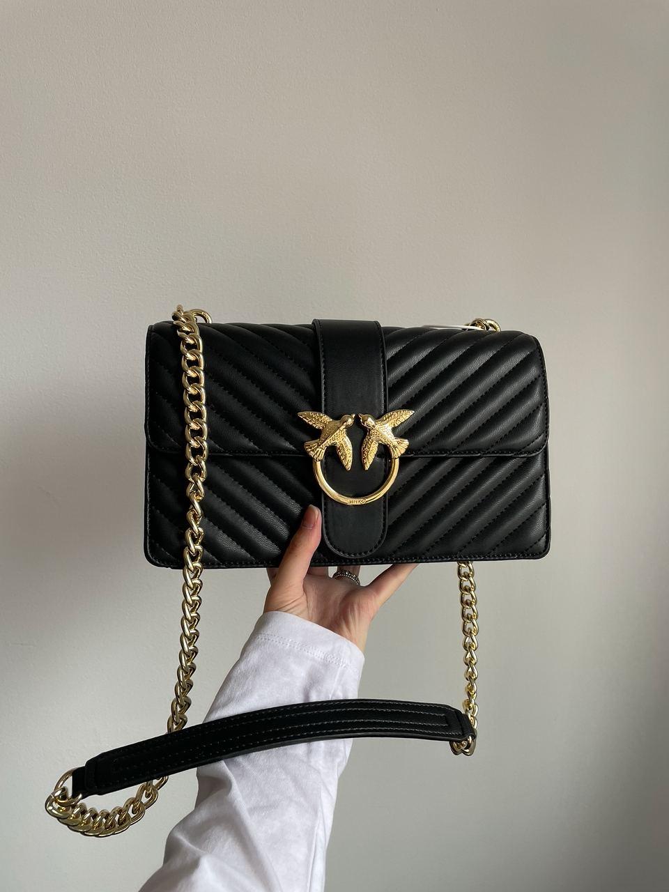 Жіноча сумка Пінко чорна Pinko Black Classic Love Bag One Chevron