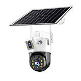 Бездротова вулична камера відеоспостереження 4G PTZ на 2 об'єктиви із сонячною панеллю нічним баченням, фото 3