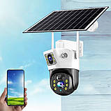 Бездротова вулична камера відеоспостереження 4G PTZ на 2 об'єктиви із сонячною панеллю нічним баченням, фото 6